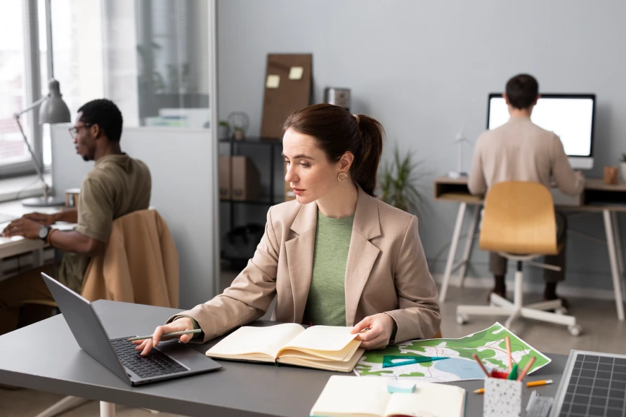 Insurance advisor reviewing paperwork