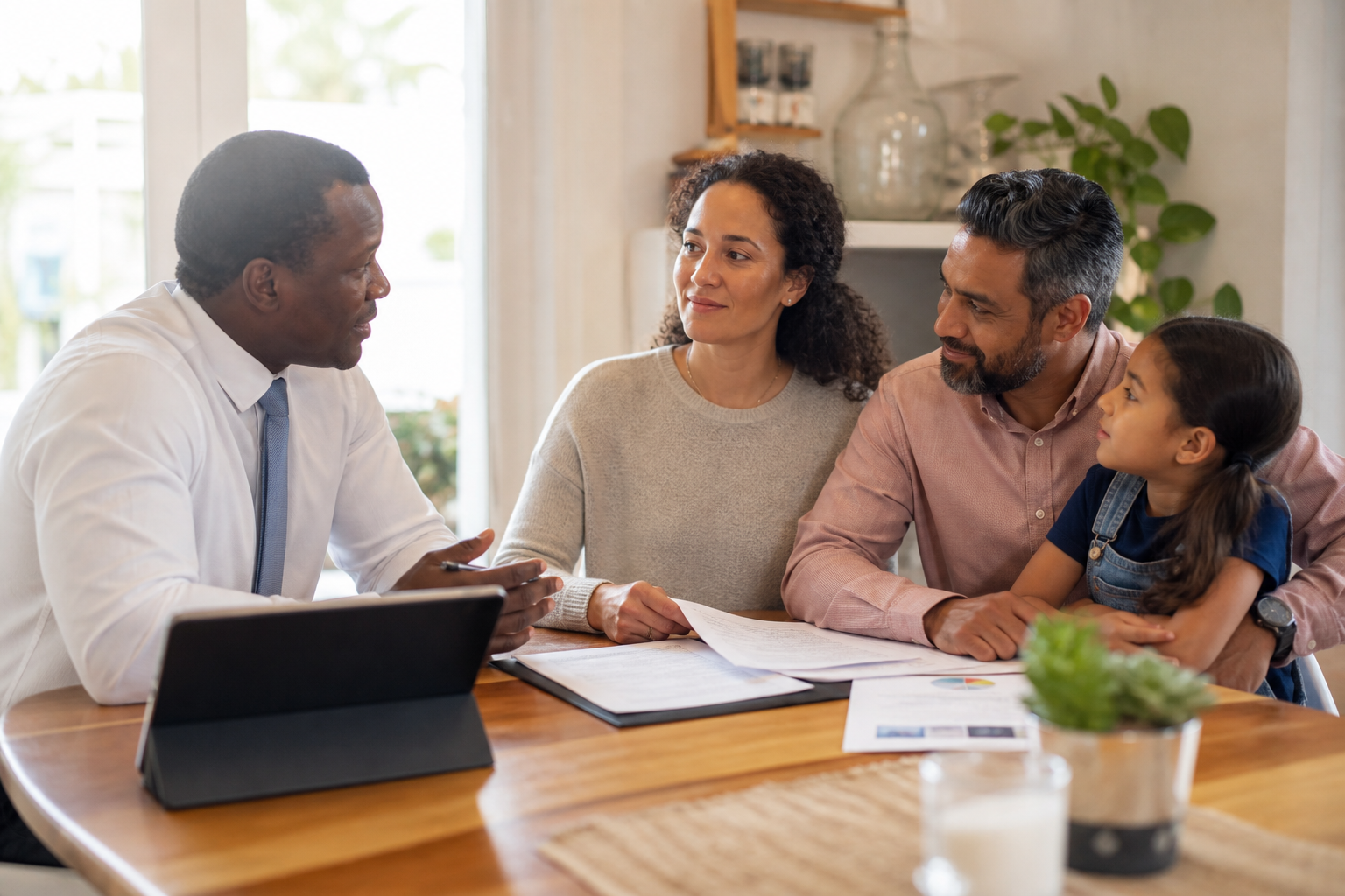 Family discussing protection planning with a life insurance advisor